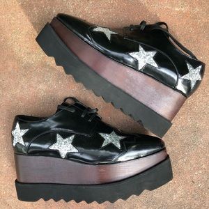 Stella McCartney Elyse Stars Glitter Platforms